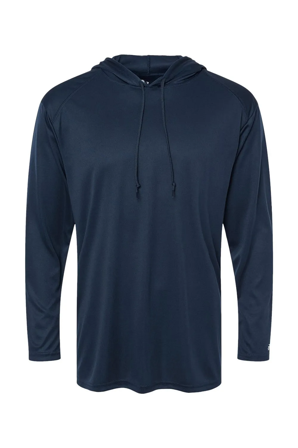 Badger Mens B-Core Moisture Wicking Long Sleeve Hooded T-Shirt Hoodie - Navy Blue Clothing Badger