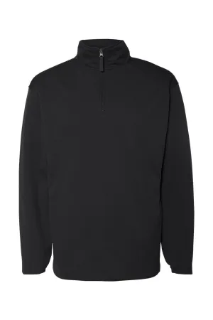Badger Mens Performance Moisture Wicking Fleece 1/4 Zip Sweatshirt w/ Pockets - Black Clothing Badger