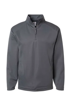 Badger Mens Performance Moisture Wicking Fleece 1/4 Zip Sweatshirt w/ Pockets - Graphite Grey Clothing Badger