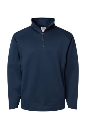 Badger Mens Performance Moisture Wicking Fleece 1/4 Zip Sweatshirt w/ Pockets - Navy Blue Clothing Badger