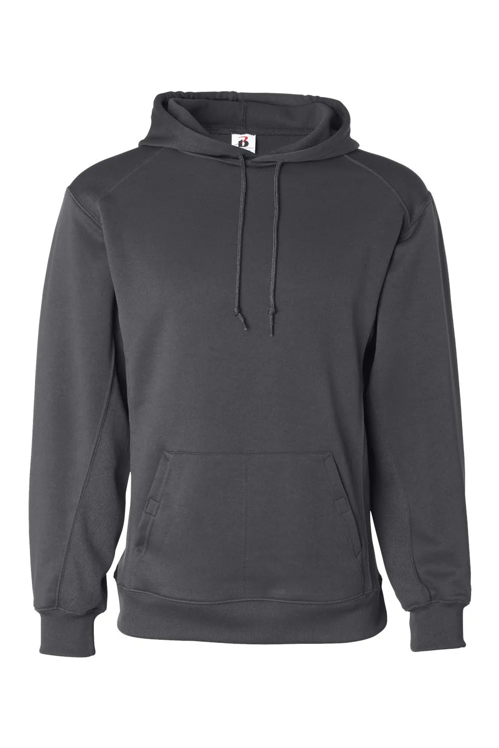 Badger Mens Performance Moisture Wicking Fleece Hooded Sweatshirt Hoodie w/ Pouch Pocket - Graphite Grey Clothing Badger