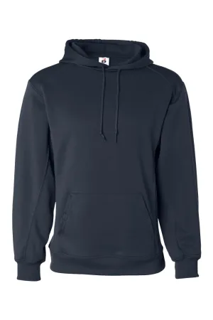 Badger Mens Performance Moisture Wicking Fleece Hooded Sweatshirt Hoodie w/ Pouch Pocket - Navy Blue Clothing Badger