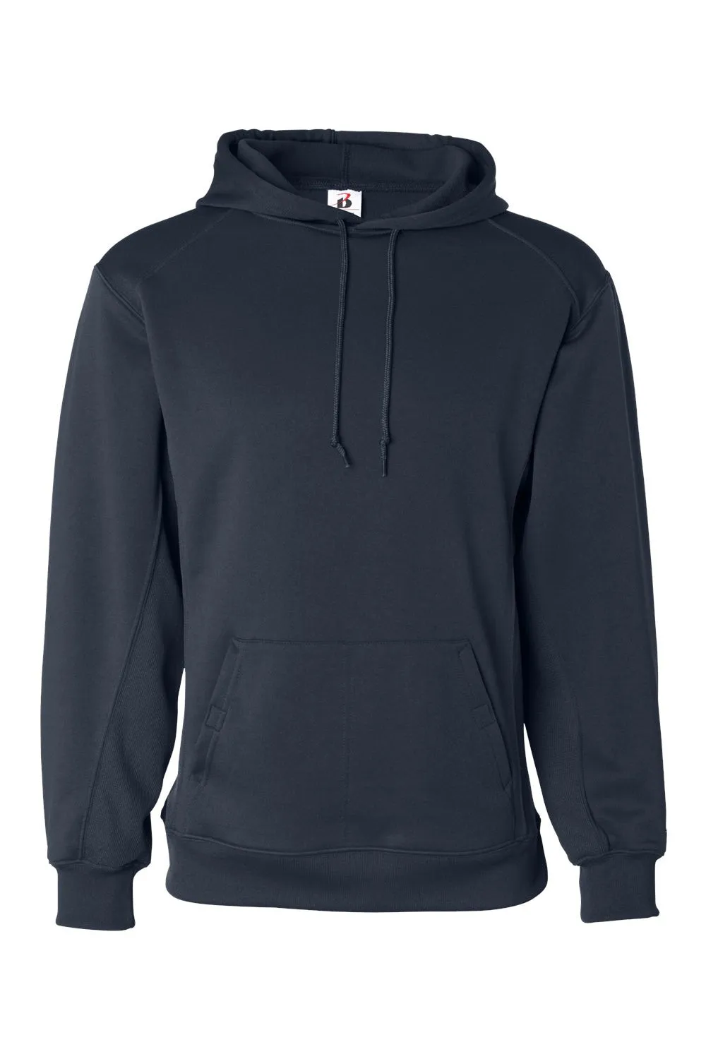 Badger Mens Performance Moisture Wicking Fleece Hooded Sweatshirt Hoodie w/ Pouch Pocket - Navy Blue Clothing Badger