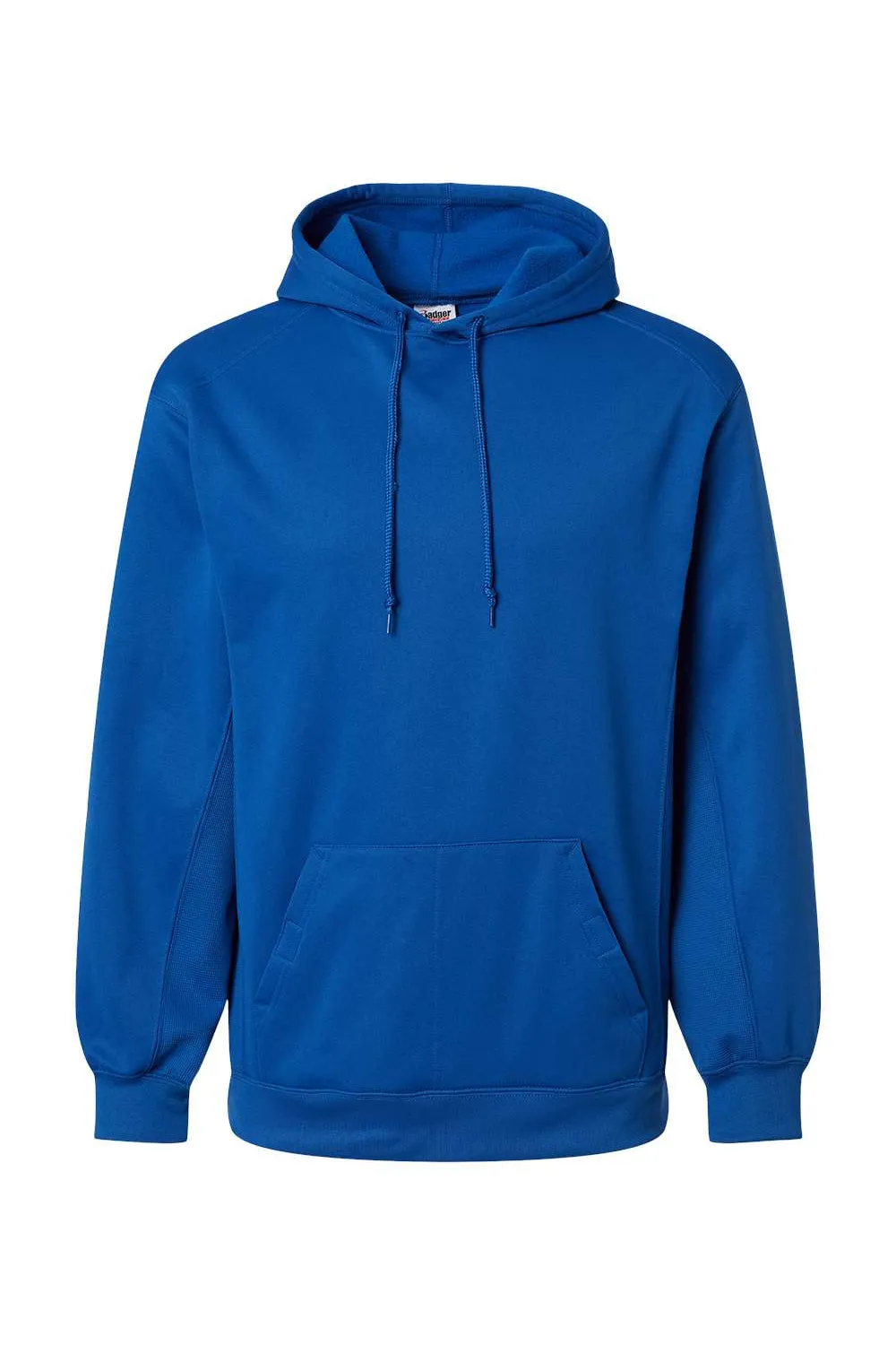Badger Mens Performance Moisture Wicking Fleece Hooded Sweatshirt Hoodie w/ Pouch Pocket - Royal Blue Clothing Badger