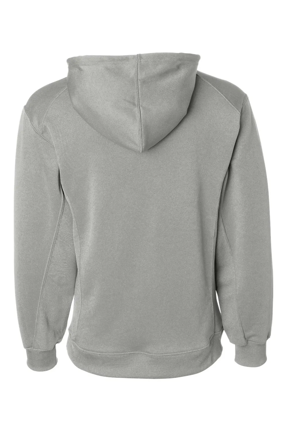 Badger Mens Performance Moisture Wicking Fleece Hooded Sweatshirt Hoodie w/ Pouch Pocket - Silver Grey Clothing Badger