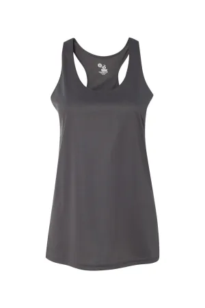 Badger Womens B-Core Moisture Wicking Racerback Tank Top - Graphite Grey Clothing Badger