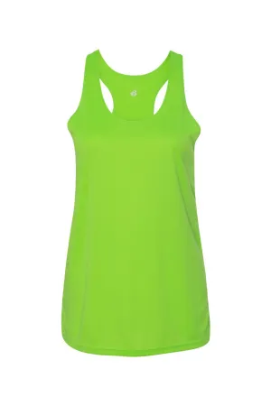 Badger Womens B-Core Moisture Wicking Racerback Tank Top - Lime Green Clothing Badger