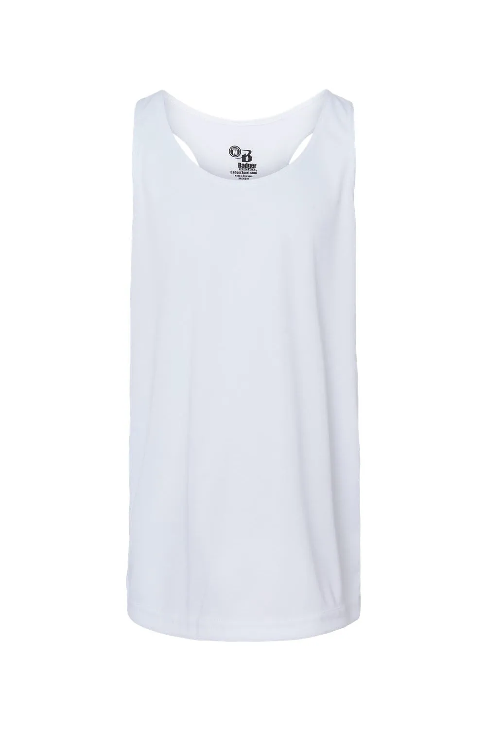 Badger Youth B-Core Moisture Wicking Racerback Tank Top - White Clothing Badger