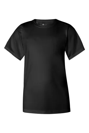 Badger Youth B-Core Moisture Wicking Short Sleeve Crewneck T-Shirt - Black Clothing Badger