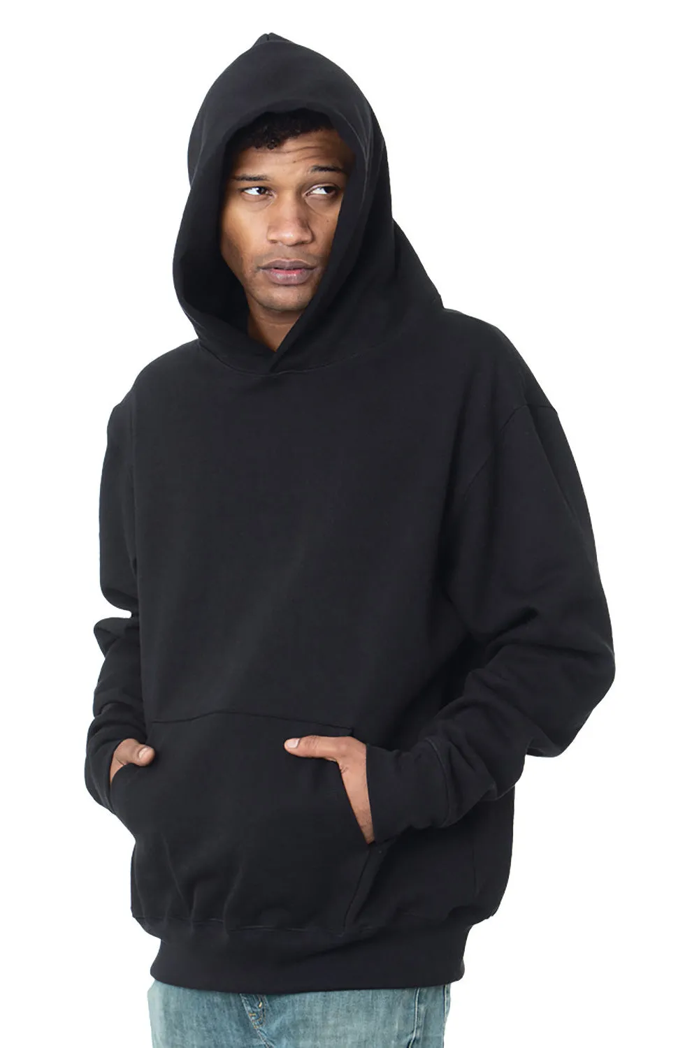 Bayside Mens Sniper Hooded Sweatshirt Hoodie w/ Pouch Pocket - Black