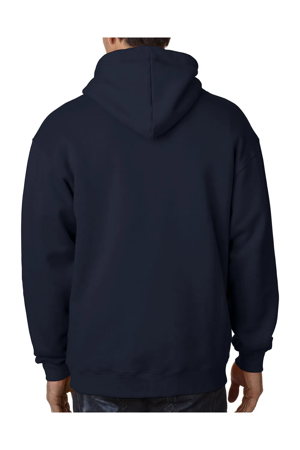 Bayside Mens Thermal Lined Hooded Sweatshirt Hoodie w/ Pouch Pocket - Black