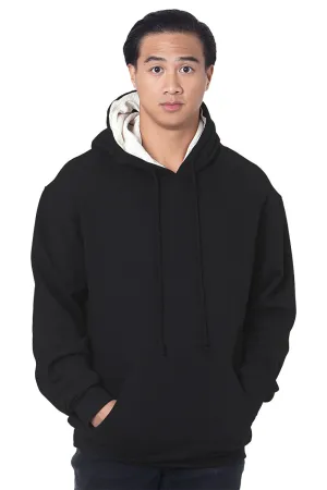 Bayside Mens Thermal Lined Hooded Sweatshirt Hoodie w/ Pouch Pocket - Black