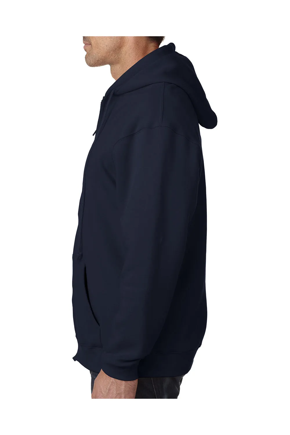Bayside Mens Thermal Lined Hooded Sweatshirt Hoodie w/ Pouch Pocket - Black