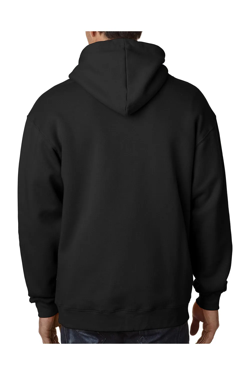 Bayside Mens USA Made Full Zip Hooded Sweatshirt Hoodie w/ Pockets - Black
