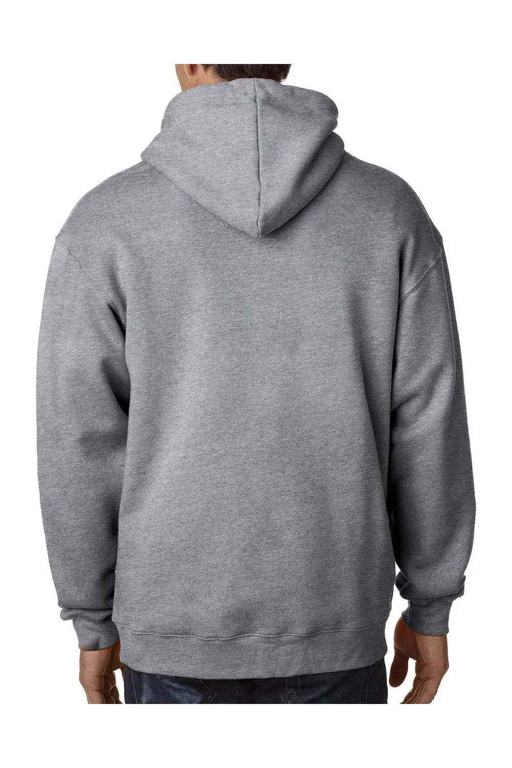 Bayside Mens USA Made Full Zip Hooded Sweatshirt Hoodie w/ Pockets - Dark Ash Grey