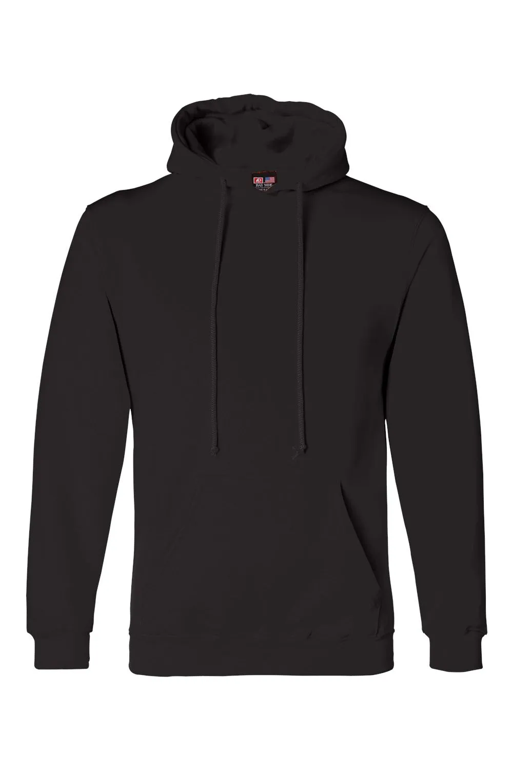 Bayside Mens USA Made Hooded Sweatshirt Hoodie w/ Pouch Pocket - Black