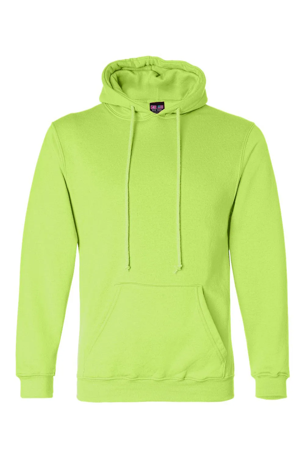 Bayside Mens USA Made Hooded Sweatshirt Hoodie w/ Pouch Pocket - Lime Green