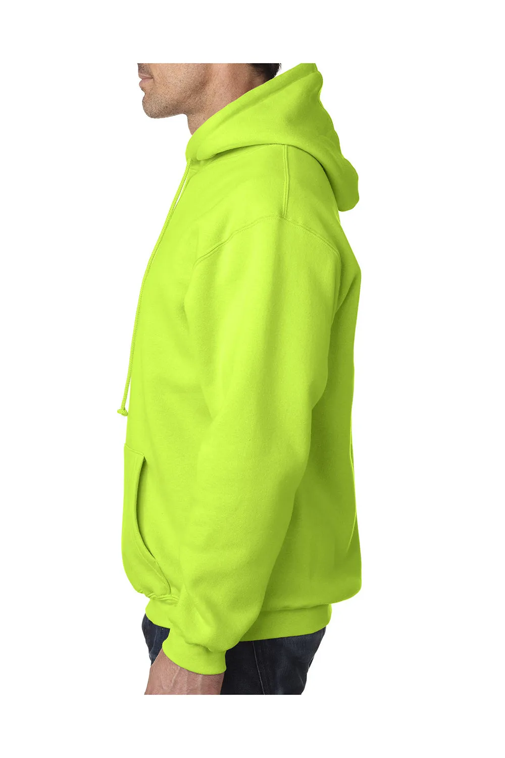 Bayside Mens USA Made Hooded Sweatshirt Hoodie w/ Pouch Pocket - Lime Green
