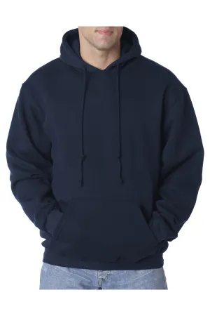 Bayside Mens USA Made Hooded Sweatshirt Hoodie w/ Pouch Pocket - Navy Blue