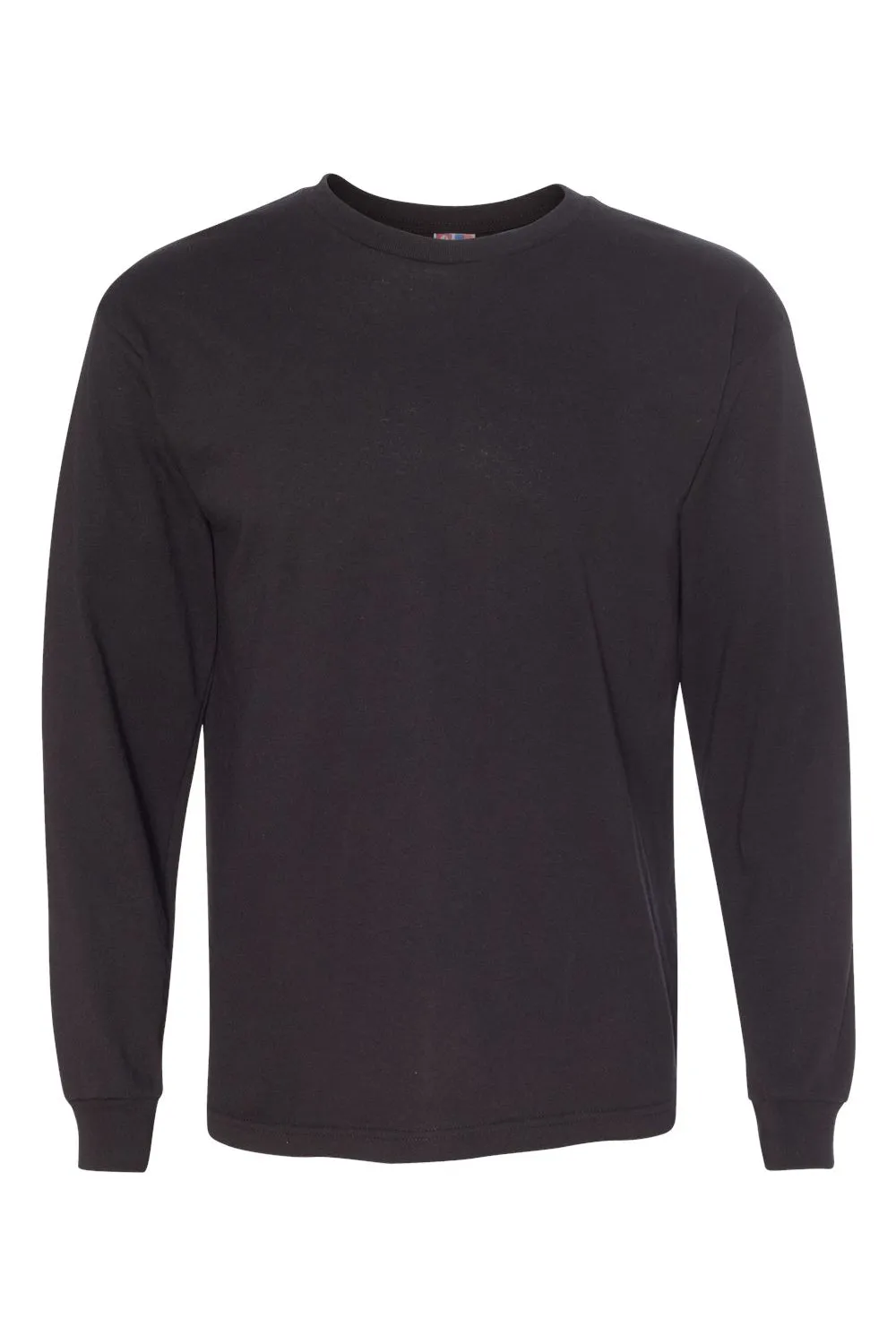 Bayside Mens USA Made Long Sleeve Crewneck T-Shirt - Black