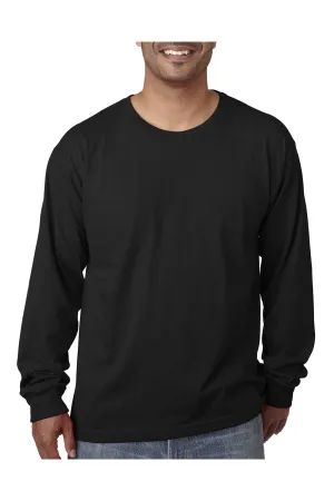 Bayside Mens USA Made Long Sleeve Crewneck T-Shirt - Black