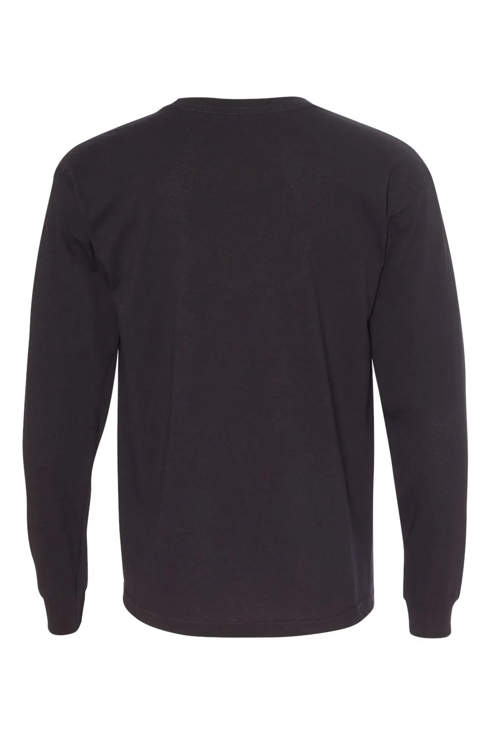 Bayside Mens USA Made Long Sleeve Crewneck T-Shirt - Black