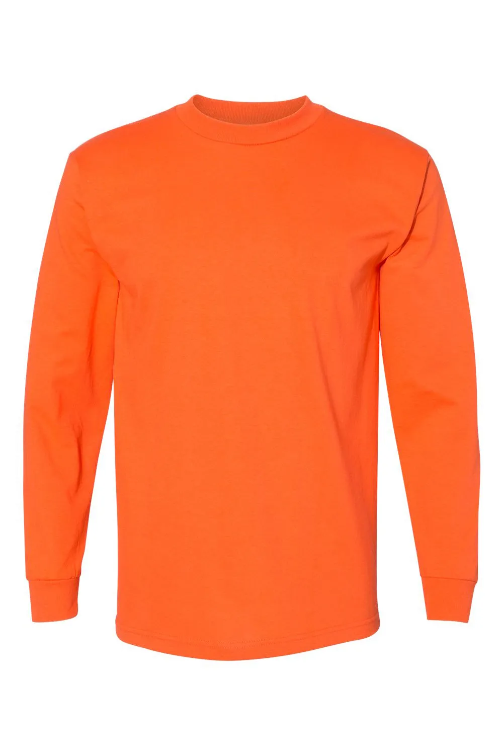 Bayside Mens USA Made Long Sleeve Crewneck T-Shirt - Bright Orange