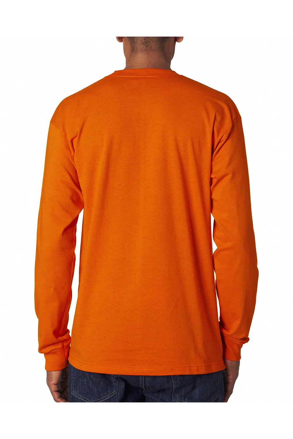 Bayside Mens USA Made Long Sleeve Crewneck T-Shirt - Bright Orange