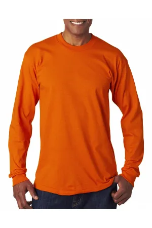 Bayside Mens USA Made Long Sleeve Crewneck T-Shirt - Bright Orange