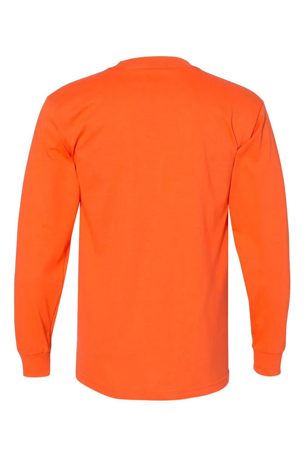 Bayside Mens USA Made Long Sleeve Crewneck T-Shirt - Bright Orange