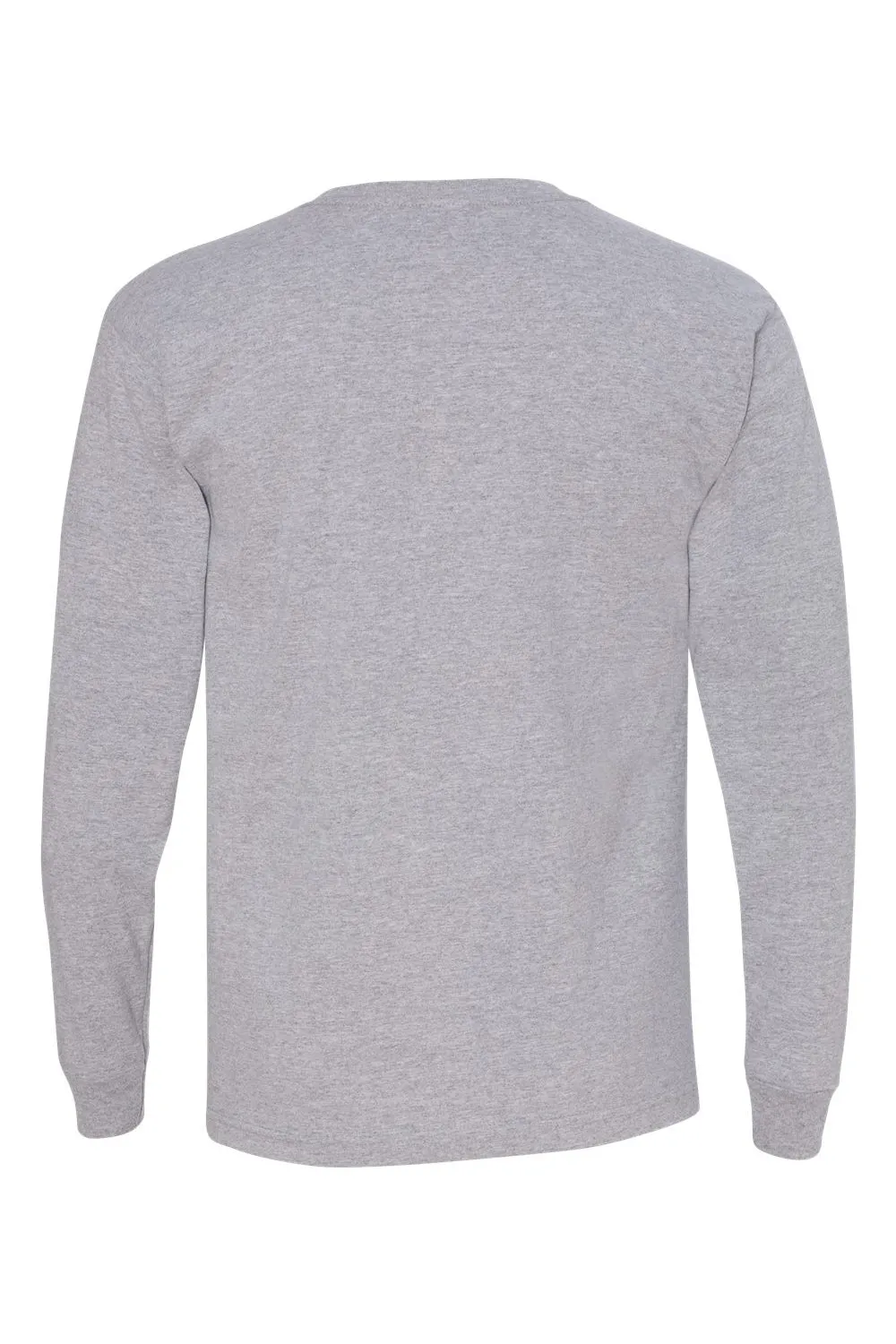 Bayside Mens USA Made Long Sleeve Crewneck T-Shirt - Dark Ash Grey