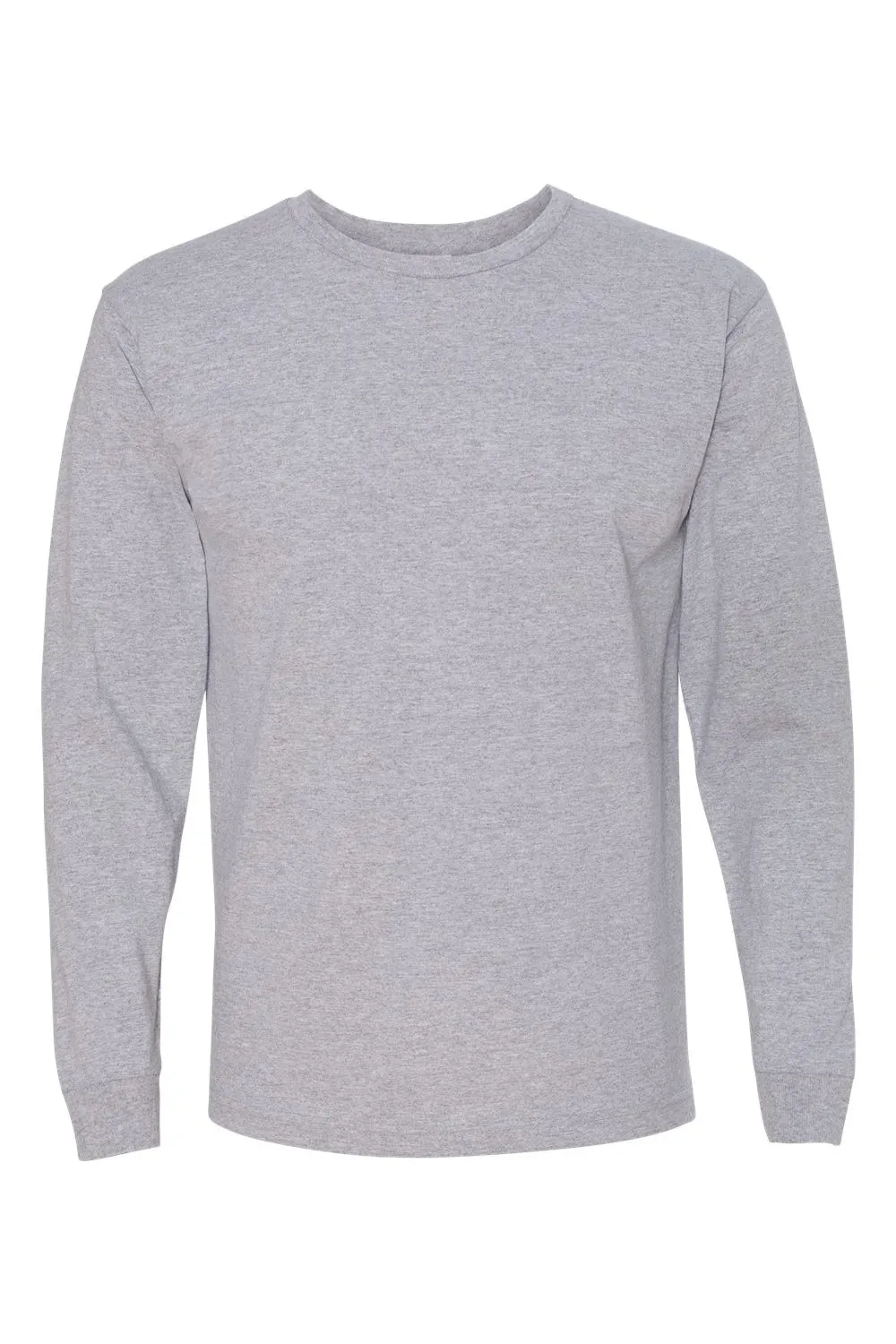 Bayside Mens USA Made Long Sleeve Crewneck T-Shirt - Dark Ash Grey