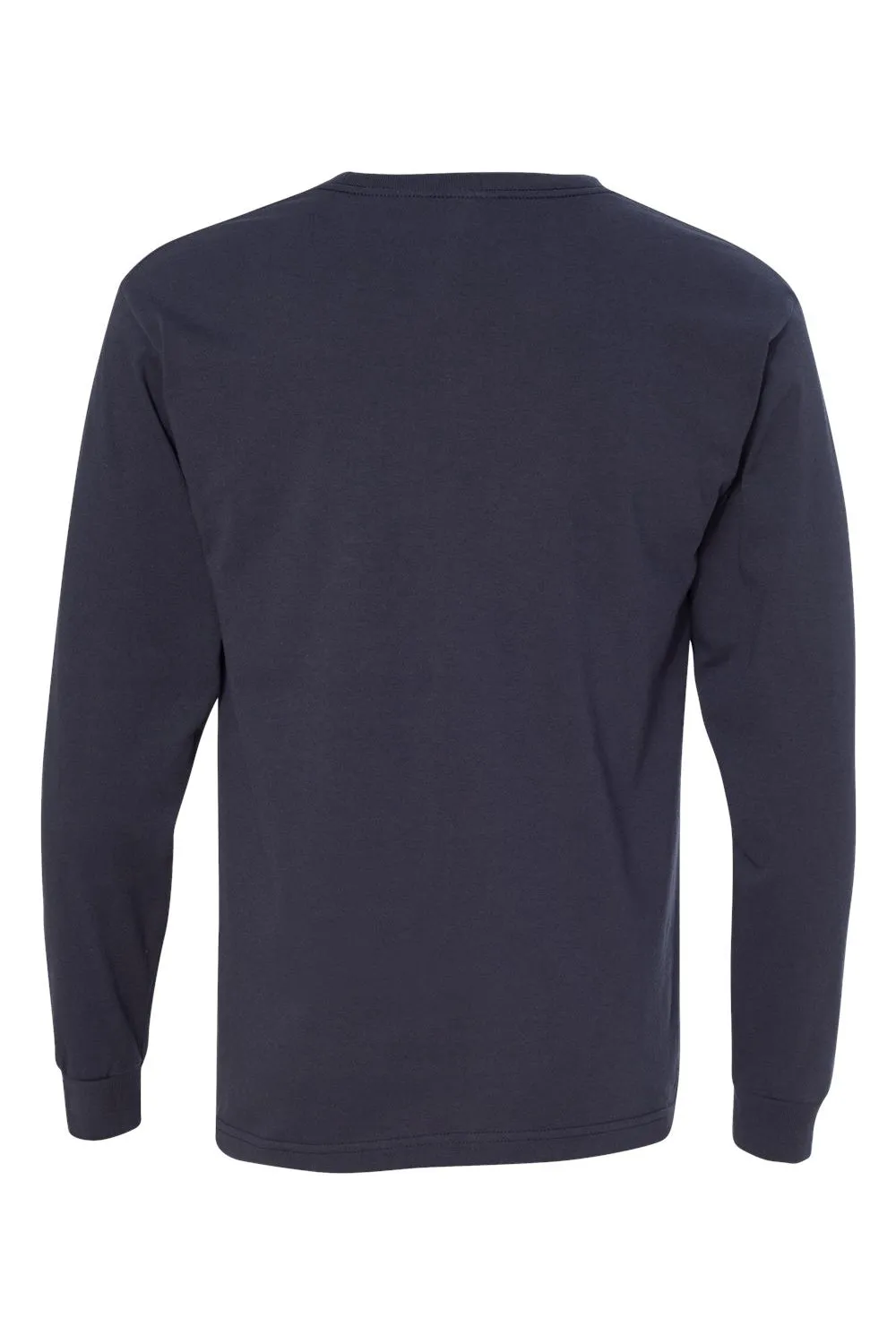 Bayside Mens USA Made Long Sleeve Crewneck T-Shirt - Light Navy Blue