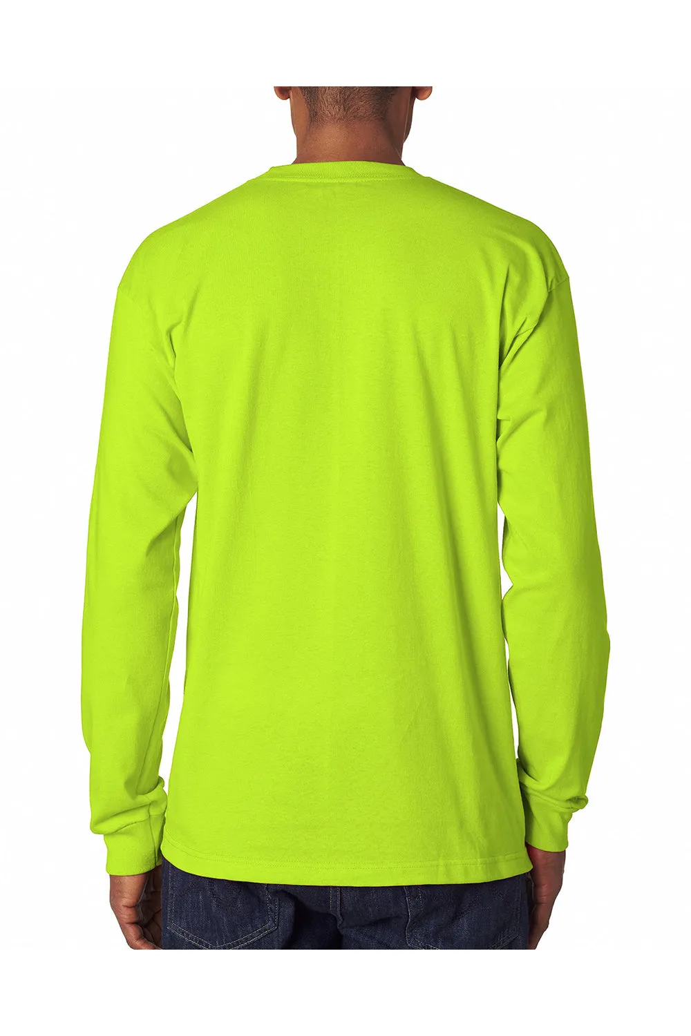 Bayside Mens USA Made Long Sleeve Crewneck T-Shirt - Lime Green