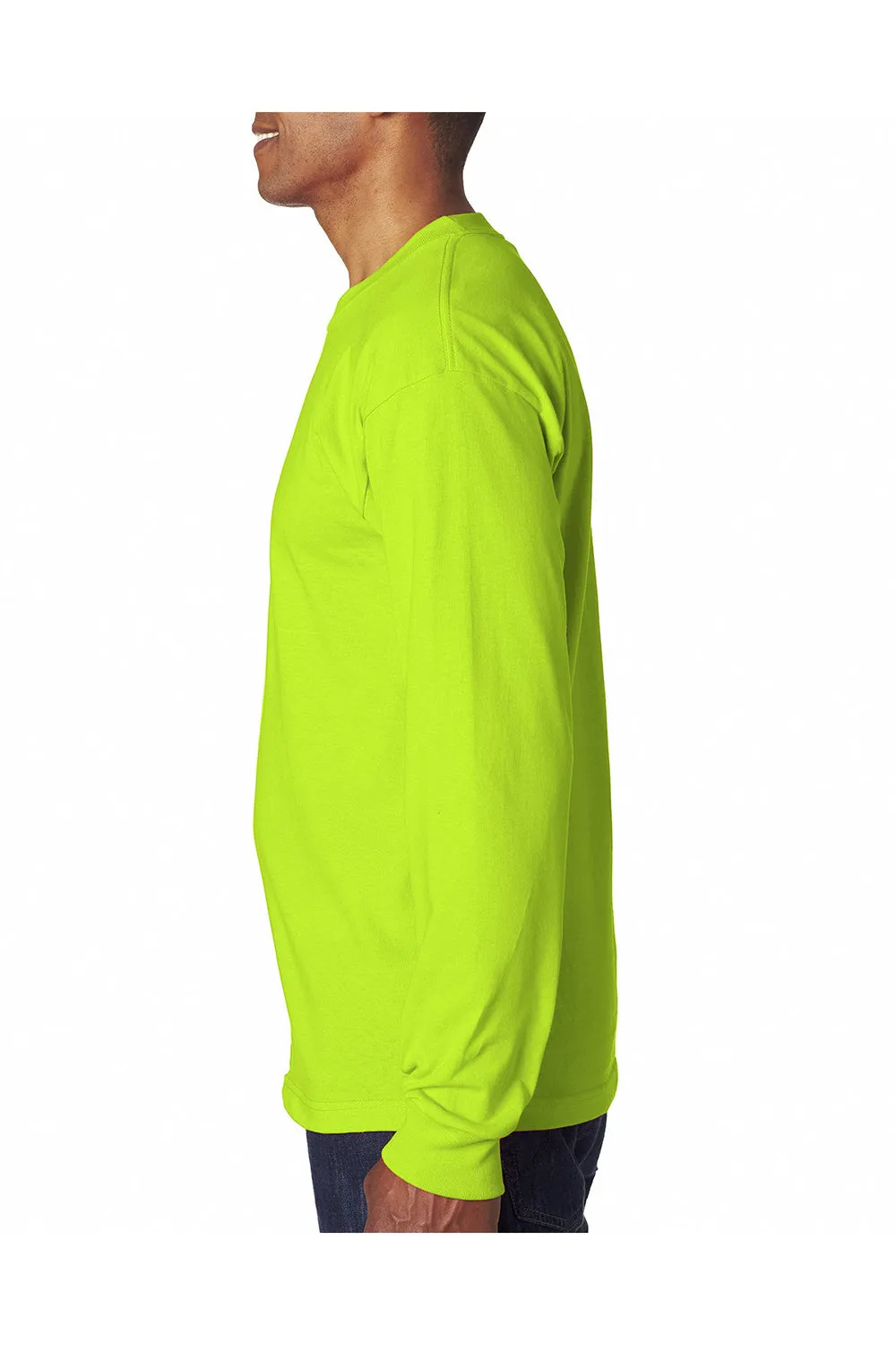Bayside Mens USA Made Long Sleeve Crewneck T-Shirt - Lime Green