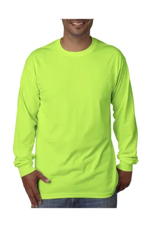 Bayside Mens USA Made Long Sleeve Crewneck T-Shirt - Lime Green