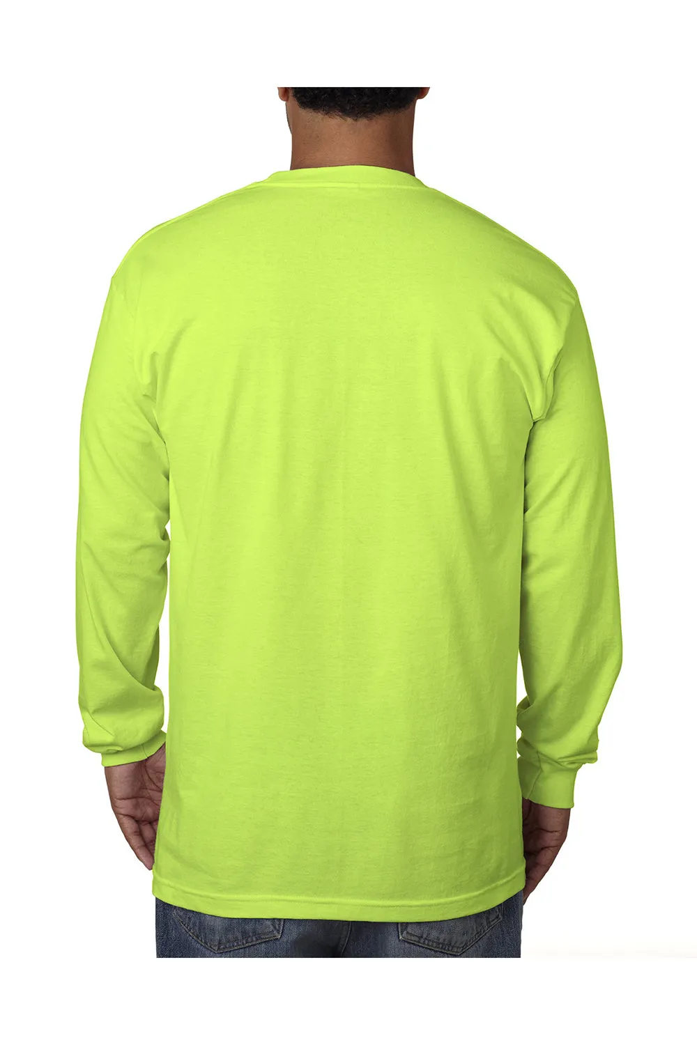 Bayside Mens USA Made Long Sleeve Crewneck T-Shirt - Lime Green