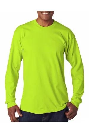 Bayside Mens USA Made Long Sleeve Crewneck T-Shirt - Lime Green