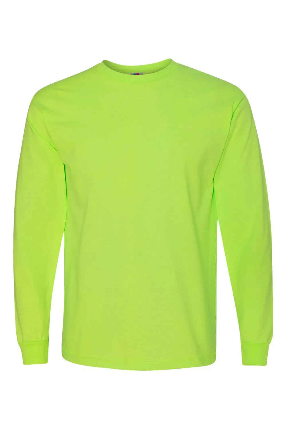 Bayside Mens USA Made Long Sleeve Crewneck T-Shirt - Lime Green