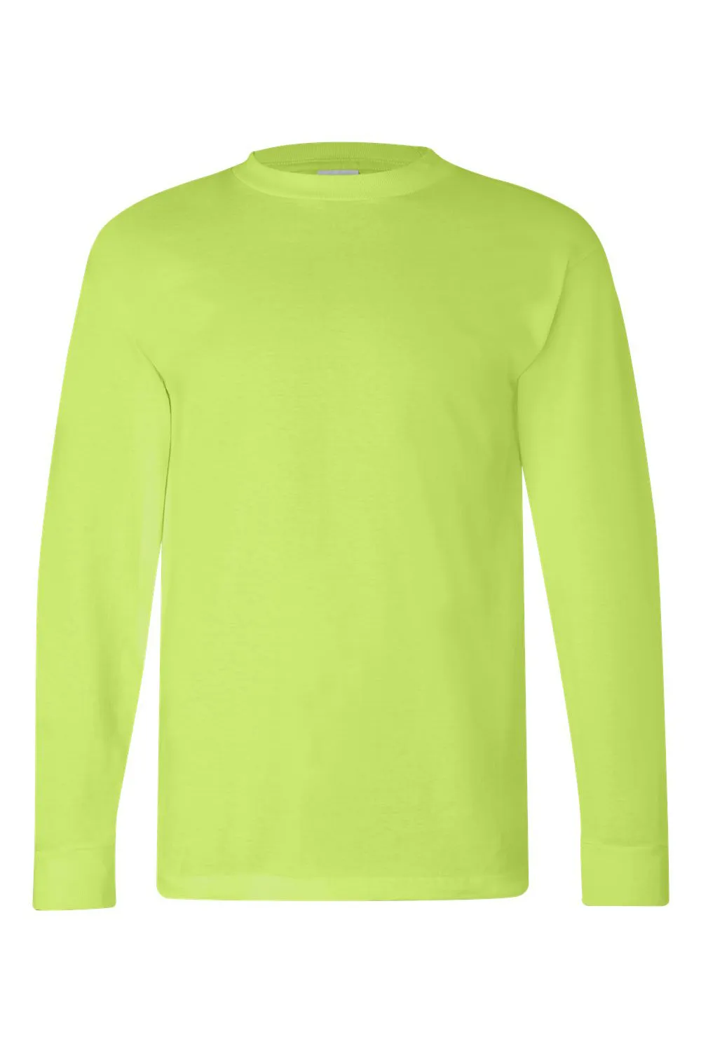 Bayside Mens USA Made Long Sleeve Crewneck T-Shirt - Lime Green