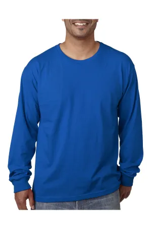 Bayside Mens USA Made Long Sleeve Crewneck T-Shirt - Royal Blue