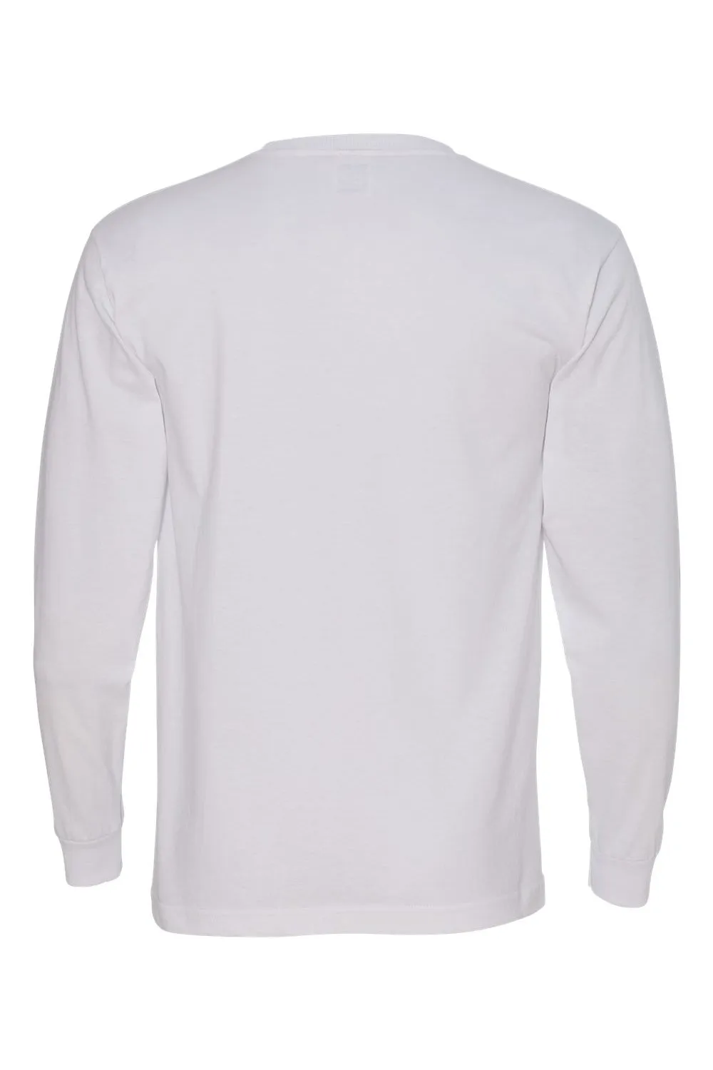 Bayside Mens USA Made Long Sleeve Crewneck T-Shirt - White