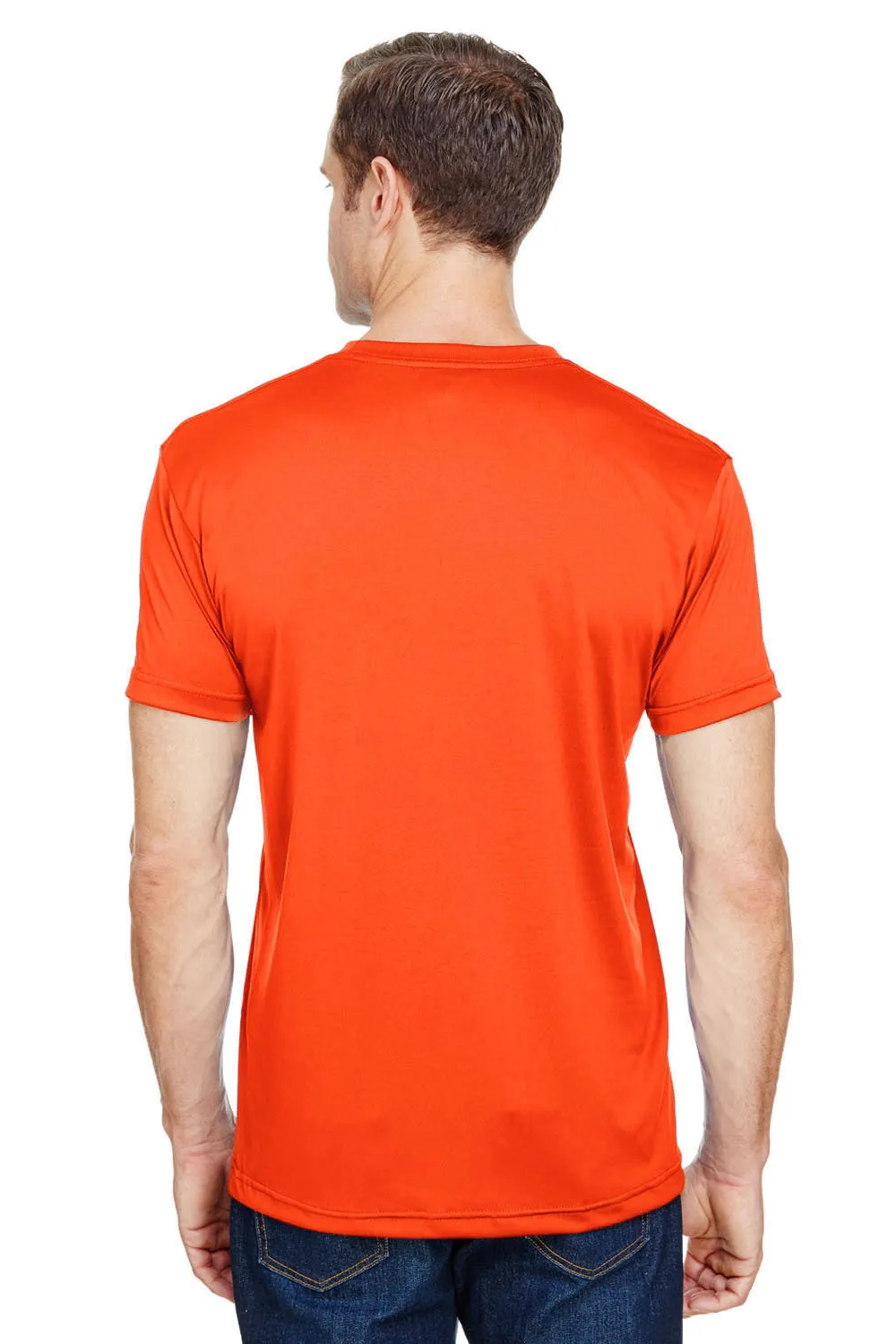Bayside Mens USA Made Performance Short Sleeve Crewneck T-Shirt - Bright Orange