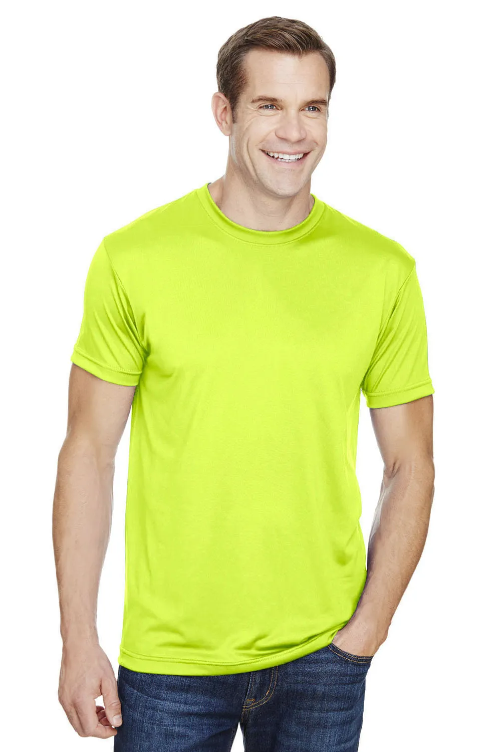 Bayside Mens USA Made Performance Short Sleeve Crewneck T-Shirt - Lime Green