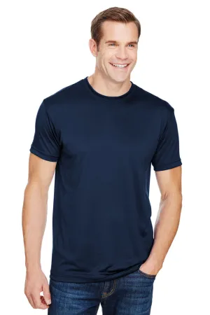 Bayside Mens USA Made Performance Short Sleeve Crewneck T-Shirt - Navy Blue