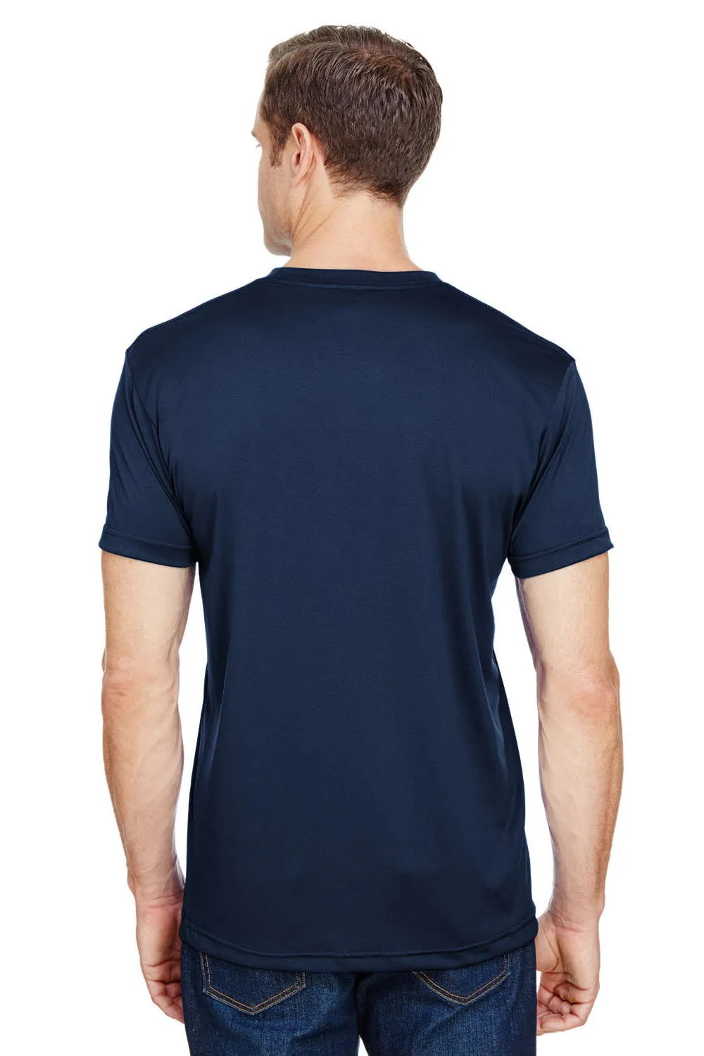Bayside Mens USA Made Performance Short Sleeve Crewneck T-Shirt - Navy Blue