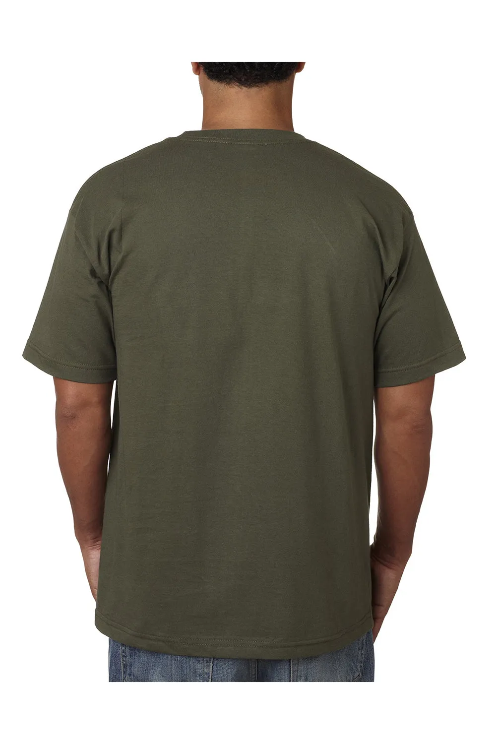 Bayside Mens USA Made Short Sleeve Crewneck T-Shirt - Olive Green