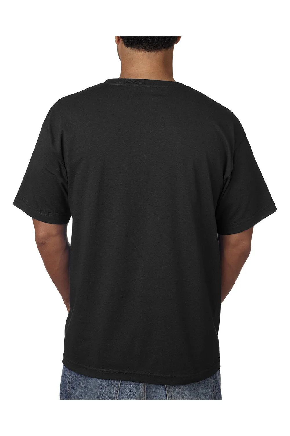 Bayside Mens USA Made Short Sleeve Crewneck T-Shirt w/ Pocket - Black