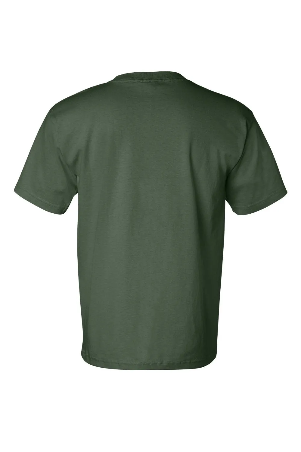 Bayside Mens USA Made Short Sleeve Crewneck T-Shirt w/ Pocket - Forest Green