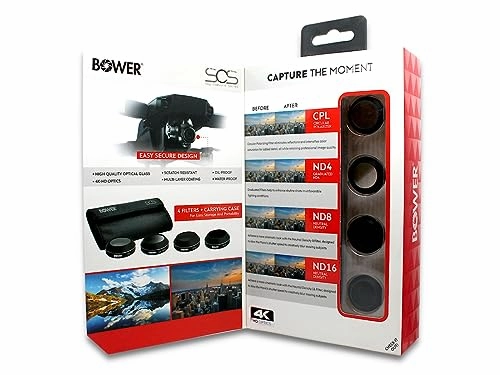 Bower Mavic Pro 4pc Professional Filter Kit | 4K HD Optics ND4, ND8, ND16, CPL Filter Set for Mavic Pro Drone Accessories. Enhance Your Aerial Photography
